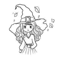 Coloriage d'une jolie sorcière à imprimer avec Tête à modeler
