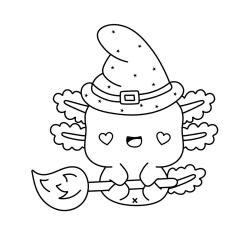 Coloriage d'une sorcière magique à imprimer avec Tête à modeler