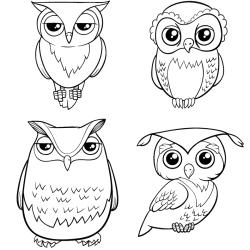 Retrouvez un coloriage avec des hiboux à imprimer et téléchargez un dessin aux enfants qui aiment cet oiseau mystérieux.