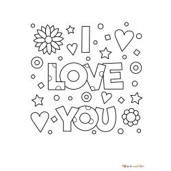 Voici le coloriage I Love You. Un joli dessin à imprimer gratuitement plein d'amour !