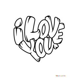 Voici le coloriage I Love You. Un joli dessin à imprimer gratuitement plein d'amour !