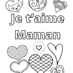 Retrouvez un Coloriage je t'aime maman facile et imprimez gratuitement un dessin mignon pour l'anniversaire ou la Fête des Mères de maman.