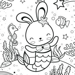 Coloriage lapin sirène