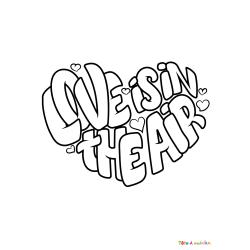 Voici le coloriage Love is in the air. Un joli dessin à imprimer gratuitement plein d'amour !