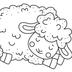 Coloriage mouton : un dessin à imprimer avec un mignon mouton. Un coloriage à imprimer sur le thème des animaux de la ferme  - Page 05