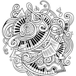 Coloriage musique : voici un dessin à imprimer sur le thème de la musique. Page 08