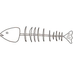 Coloriage d'un poisson avec ses arêtes pour les enfants, à télécharger gratuitement et à imprimer. Un coloriage sur le thème de la mer pour occuper les enfants. Ce coloriage pourra être utilisé pour i