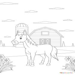Coloriage poney : voici un dessin à imprimer avec un petit poney. Un coloriage à imprimer sur le thème des poneys - Page 12