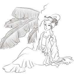 Un coloriage de princesse à imprimer gratuitement pour tous les enfants qui aiment les histoires fantastiques. Modèle 12