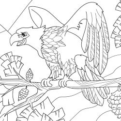 Coloriage rapace : voici un dessin à imprimer avec une joli rapace. Un coloriage à imprimer sur le thème des oiseaux  - Page 08