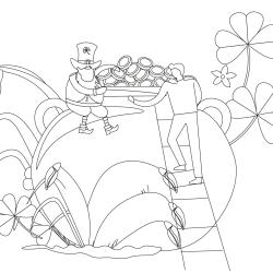 Coloriage Saint Patrick à proposer aux enfants qui aiment l'Irlande et cette fête joyeuse. Page 6