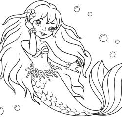 Coloriage sirène aux grands yeux ouverts
