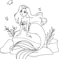 Coloriage sirène à la queue de poisson