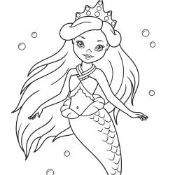 Coloriage sirène n°3 avec des bulles