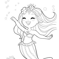 Coloriage sirène au fond de la mer