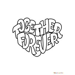 Voici le coloriage Together forever. Un joli dessin à imprimer gratuitement plein d'amour !