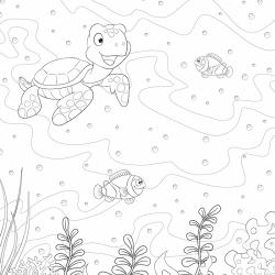 Voici un Coloriage d'une tortue d'eau à imprimer gratuitement. Un dessin de tortue à imprimer pour tous les petits amoureux des animaux de la mer. Page 08