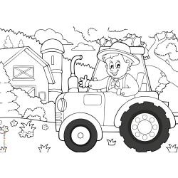 Retrouvez un coloriage de tracteur à imprimer et proposez un dessin de tracteur aux enfants qui aiment les gros véhicules et qui sont fans de l'agriculture et de la campagne. Page 02
