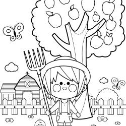 coloriage d'un verger