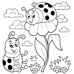 Dessin coccinelle : un coloriage de coccinelle à proposer aux enfants qui aiment ces petits insectes - Page 1
