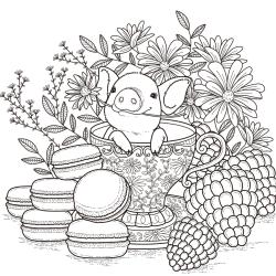 Coloriage du dessin d'un cochon, un coloriage de cochon à imprimer et à colorier pour jouer sur le thème de la ferme