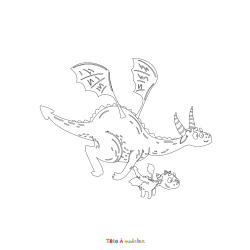 Dessin de dragon : voici un dessin à imprimer avec un superbe dragon. Un coloriage à imprimer sur le thème des dragons et des animaux légendaires - Page 02