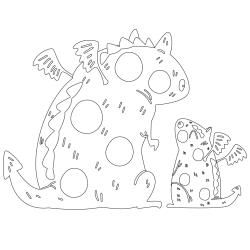 Dessin de dragon : voici un dessin à imprimer avec un superbe dragon. Un coloriage à imprimer sur le thème des dragons et des animaux légendaires - Page 03