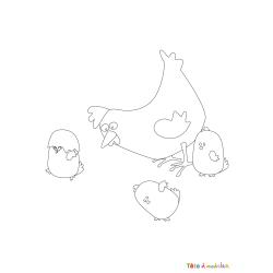 Voici un dessin poule à imprimer pour les enfants qui adorent ces animaux de la ferme ou pour Pâques - Page 2