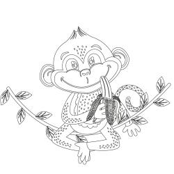 Dessin singe : voici un coloriage avec un dessin de singe ! Un dessin à imprimer sur le thème des singes - Page 3