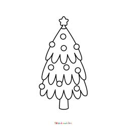 Coloriage d'un sapin de Noël nature à imprimer