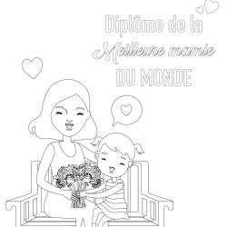 Diplôme meilleure mamie à colorier et à imprimer gratuitement, compléter et à offrir à la meilleure mamie pour la Fête des grands-mères. Ce joli diplôme sera très beau enroulé avec un morceau de ruban