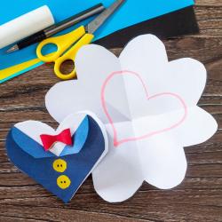 La carte chemise - coeur en papier