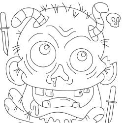 Coloriage d'un zombie monstrueux à imprimer avec Tête à modeler