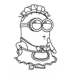 ? Coloriage d'un minion en femme de ménage à imprimer ✅avec Tête à modeler copie copie