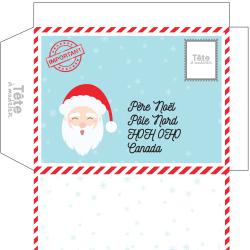 Une enveloppe de Noël pour le canada à télécharger et imprimer pour écrire la lettre du Père Noël aux enfants