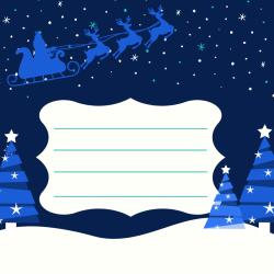 Imprimer gratuitement l'enveloppe avec un dessin du Père Noël dans son traineau survolant la neige et les sapins. Glissez la lettre du Père Noël de votre enfant, il ne restera plus qu'à y mettre un ti