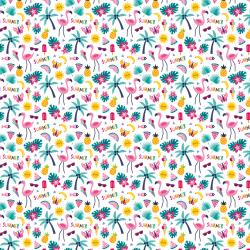 Couverture de carnet à imprimer gratuitement avec des motifs de palmiers, flamants roses, glaces,... pour personnaliser les carnets et cahiers. Une manière de ne jamais se lasser de ses cahiers et car