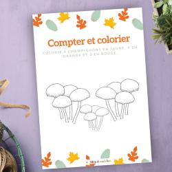 Imprimer l'exercice 1 pour compter et colorier les points du champignon en respectant le code couleur MS