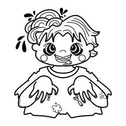 Coloriage d'un zombie marrant à imprimer avec Tête à modeler
