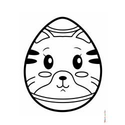 Retrouvez le coloriage d'un oeuf de Pâques chat et imprimez aux enfants un joli dessin pour les fêtes.