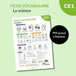 Téléchargez une fiche vocabulaire sur les sciences pour la maternelle et le primaire. Activités, exercices et mots illustrés à imprimer gratuitement.