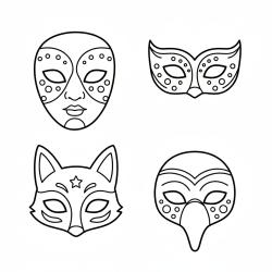 Activités de graphisme et de coloriage sur les masque du carnaval