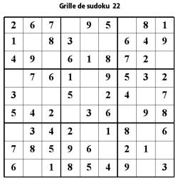 Grille 22 de sudoku de niveau 3 pour les enfants du primaire pour les aider à progresser en maths. Au niveau 3, il manque 3 chiffres au maximum par région.