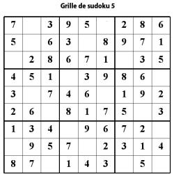 Sudoku de niveau 3 pour les enfants de primaire : grille 5