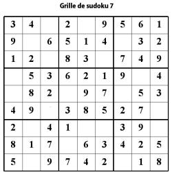 Sudoku de niveau 3 pour les enfants de primaire : grille 7