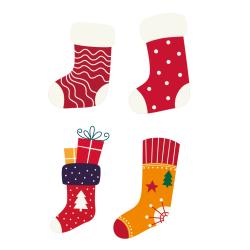 Image de Noël : chaussettes de Noël.A imprimer et à utiliser pour les bricolages, les coloriages et autres activités de Noël.