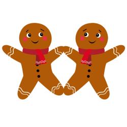 Image de Noël : Bonhomme en pain d'épices à imprimer afin de les utiliser pour faire des bricolages de Noël. Il suffira de les découper et de les coller avec vos enfants.
