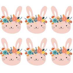 Image du lapin de Pâques rose avec une couronne de fleurs une image de Pâques à imprimer - une image de Pâques à imprimer pour les décorations dans la maison
