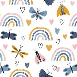 Couverture de carnet à imprimer gratuitement avec des motifs de papillons et d'arcs-en-ciel pour personnaliser les carnets et cahiers. Une manière de ne jamais se lasser de ses cahiers et carnets.
