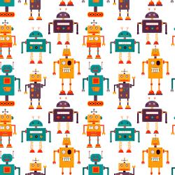 Couverture de carnet à imprimer gratuitement avec des motifs de robots pour personnaliser les carnets et cahiers. Une manière de ne jamais se lasser de ses cahiers et carnets.